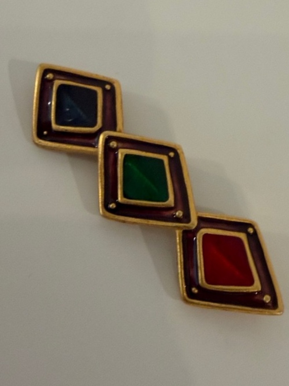 Vintage Signed Leslie Block Gold-Tone & Enamel Pin Brooch